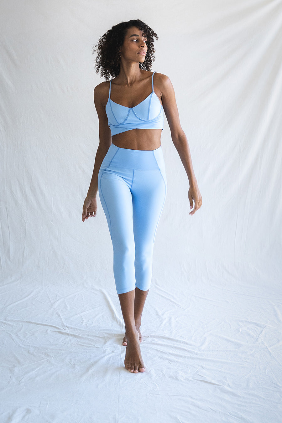 Zola Bustier Top (Sleeveless Workout Sports Crop Top in Blue